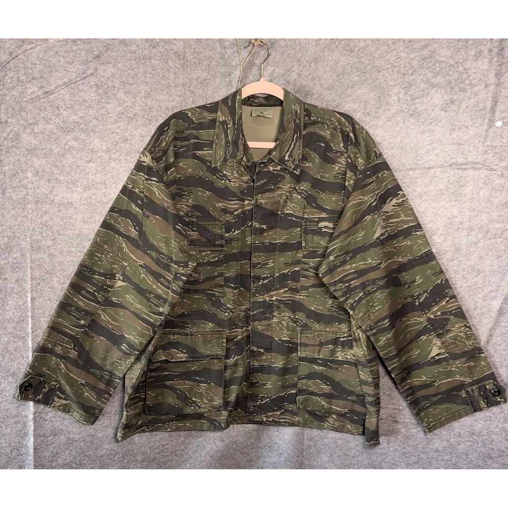 Rothco Ultra Force Tiger Stripe BDU‎ Field Jacket Mens XL Green Button Front